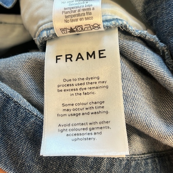 FRAME Cali Denim Romper Size S Blue Belted, Puff Sleeve, Button Front - Picture 11 of 11